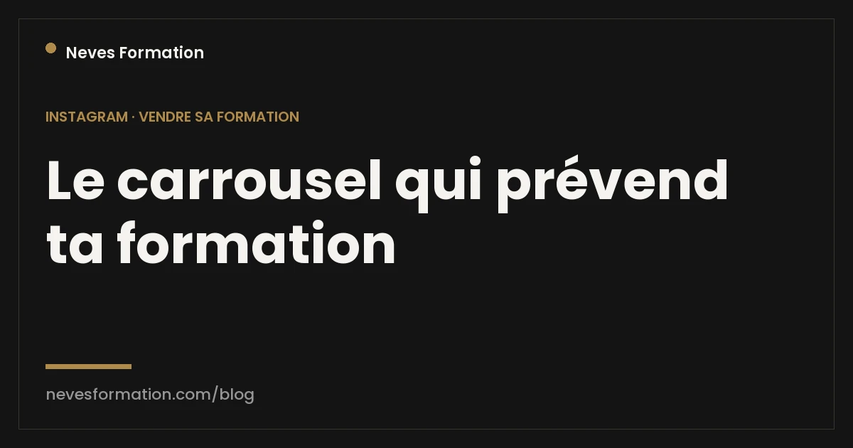 Carrousel pour vendre une formation