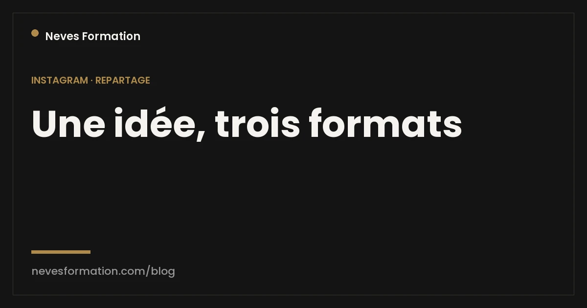 Décliner une idée en 3 formats