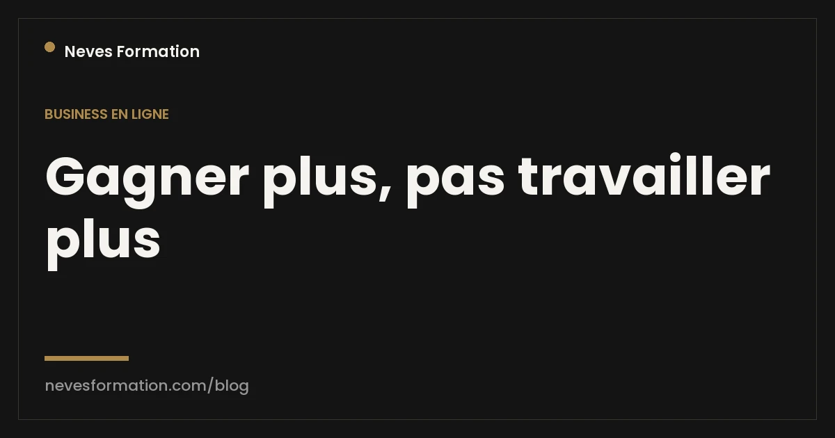 Revenus et optimisation
