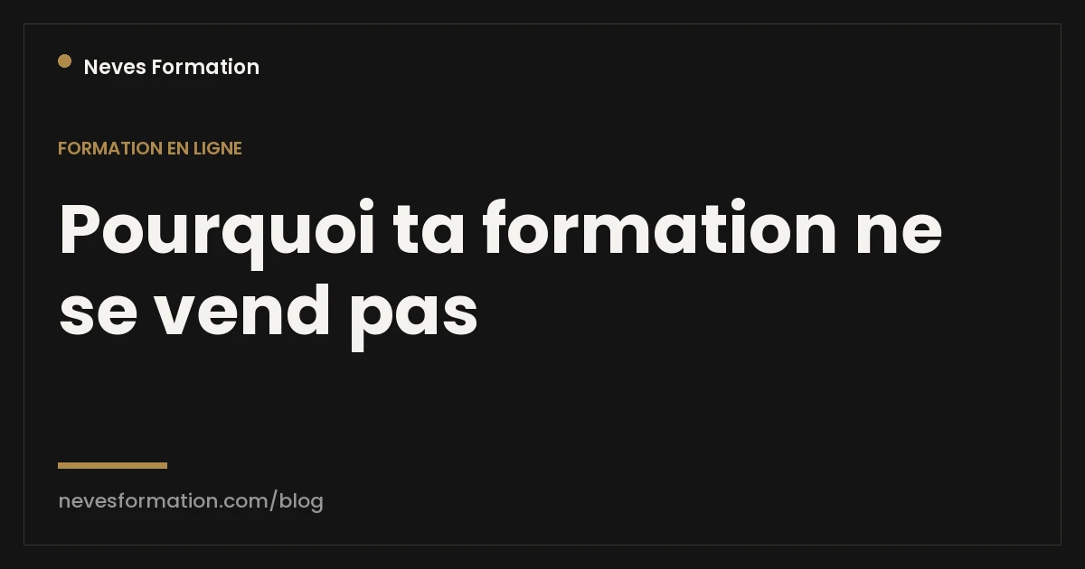 Vendre sa formation