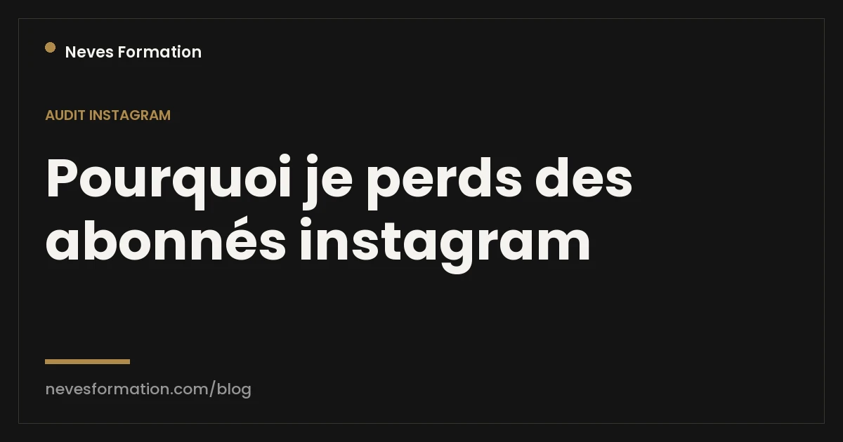 Pourquoi je perds des abonnés sur Instagram