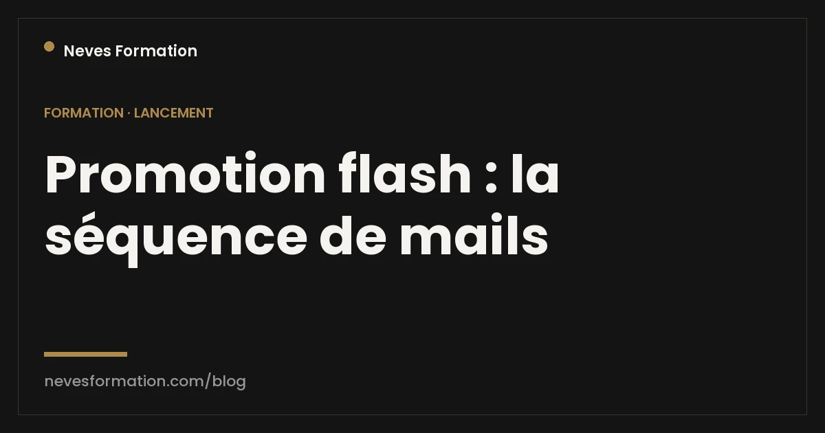 Promotion flash de formation