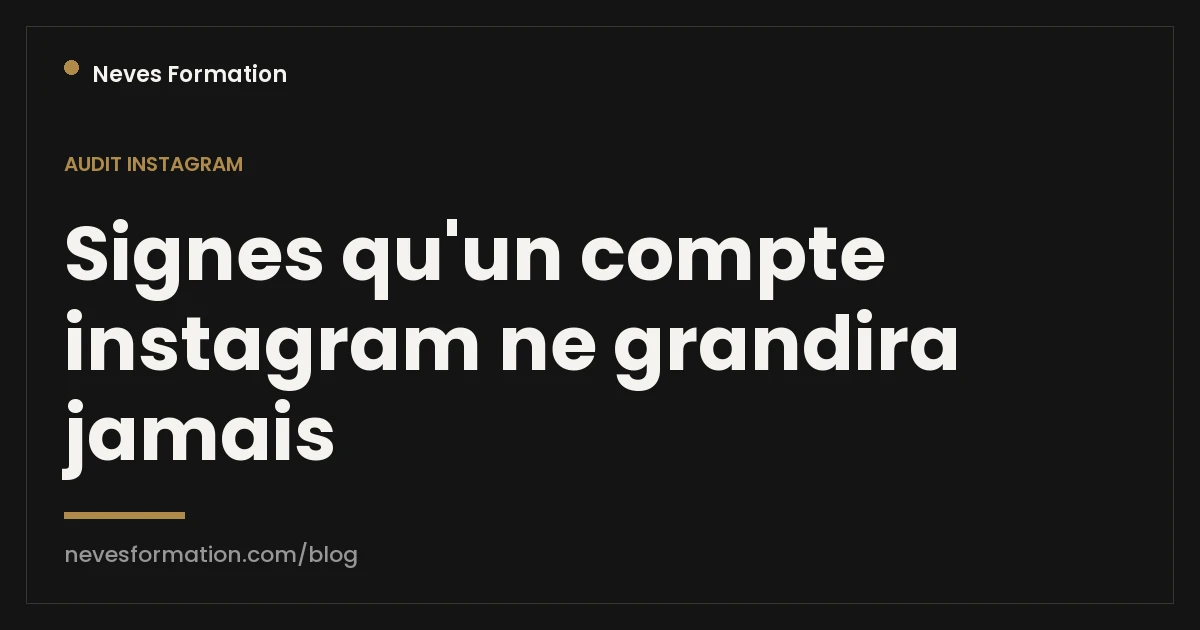 Les signes qu'un compte Instagram ne grandira jamais